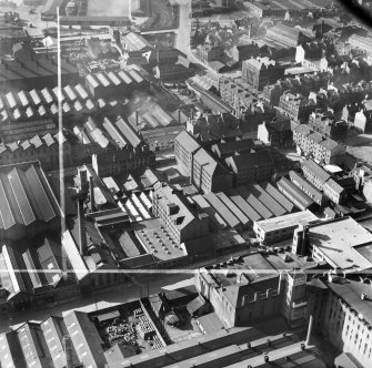 Glasgow, general view, showing Arbuckle, Smith and Co. Warehouse, Lancefield Street and Bilsland Bakery, Hydepark Street.  Oblique aerial photograph taken facing north-west.  This image has been produced from a crop marked negative.