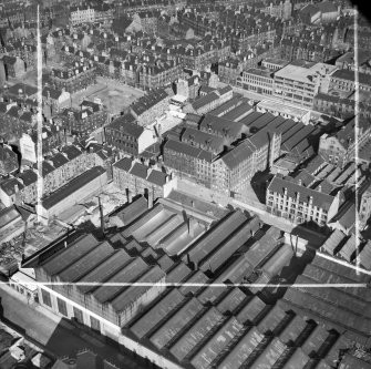 Glasgow, general view, showing Arbuckle, Smith and Co. Warehouse, Lancefield Street and Stobcross Street.  Oblique aerial photograph taken facing east.  This image has been produced from a crop marked negative.
