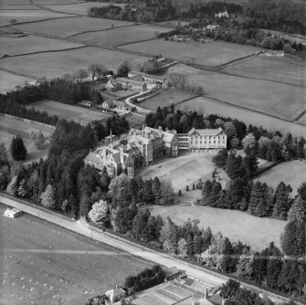 Scottish Red Cross Society Tor-na-Dee Sanatorium, Binghill Road and Oldfold Farm, Milltimber.  Oblique aerial photograph taken facing north.  This image has been produced from a crop marked negative.