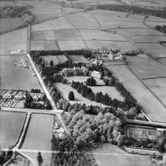 Scottish Red Cross Society Tor-na-Dee Sanatorium, Binghill Road and Oldfold Farm, Milltimber.  Oblique aerial photograph taken facing north.  This image has been produced from a crop marked negative.