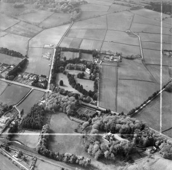 Scottish Red Cross Society Tor-na-Dee Sanatorium, Binghill Road and Oldfold Farm, Milltimber.  Oblique aerial photograph taken facing north-west.  This image has been produced from a crop marked negative.