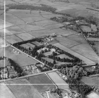 Scottish Red Cross Society Tor-na-Dee Sanatorium, Binghill Road and Oldfold Farm, Milltimber.  Oblique aerial photograph taken facing north.  This image has been produced from a crop marked negative.