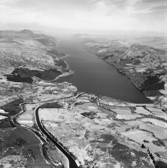 Fort Augustus, general view, showing Caledonian Canal and Loch Ness.  Oblique aerial photograph taken facing north-east.