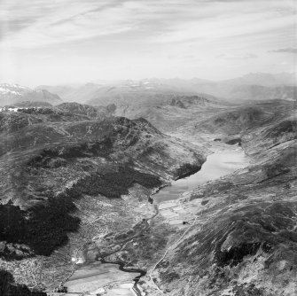 Meall Buidhe and Loch Beannacharain, Strathconon Forest.  Oblique aerial photograph taken facing west.