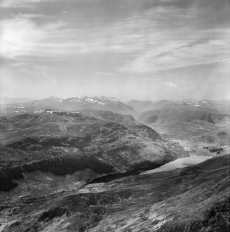 Meall Buidhe and Loch Beannacharain, Strathconon Forest.  Oblique aerial photograph taken facing south-west.