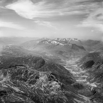 Meall Innis na Sine and Creag na h-Iolaire, Strathconon Forest.  Oblique aerial photograph taken facing west.