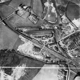 Stewarts and Lloyds Ltd. Works, Waverley Street, Coatbridge.  Oblique aerial photograph taken facing north-east.  This image has been produced from a crop marked negative.