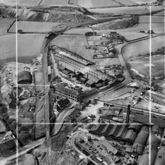 Stewarts and Lloyds Ltd. Works, Waverley Street, Coatbridge.  Oblique aerial photograph taken facing north.  This image has been produced from a crop marked negative.
