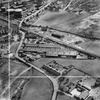Stewarts and Lloyds Ltd. Works, Waverley Street, Coatbridge.  Oblique aerial photograph taken facing south.  This image has been produced from a crop marked negative.