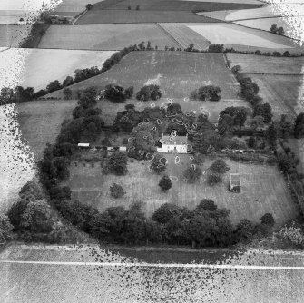 Pilmuir House and Walled Garden, Haddington.  Oblique aerial photograph taken facing north.  This image has been produced from a damaged and crop marked negative.