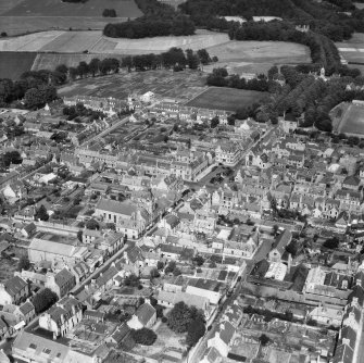 Huntly, general view, showing The Square and Chapel Street.  Oblique aerial photograph taken facing north.