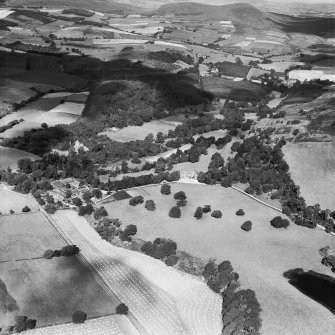 Caulkerbush, general view, showing Southwick House and Walled Garden and Bareness Wood.  Oblique aerial photograph taken facing north-west.