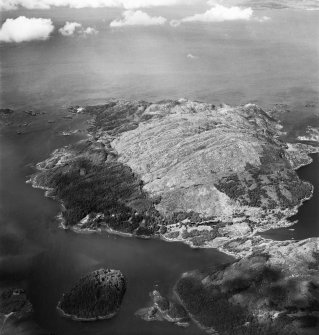 Eilean Shona and Riska Island.  Oblique aerial photograph taken facing west.