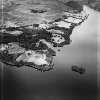 Loch Awe, general view, showing Ardanaiseig House and Eilean a' Chomhraidh.  Oblique aerial photograph taken facing north-west.  This image has been produced from a crop marked negative.