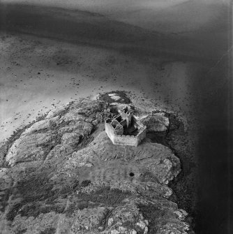 Castle Tioram, Eileam Tioram, Loch Moidart.  Oblique aerial photograph taken facing west.