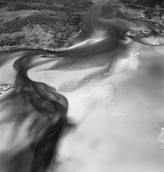 Creag an Aisig and Eilean Dubh, Kentra Bay.  Oblique aerial photograph taken facing north-west.