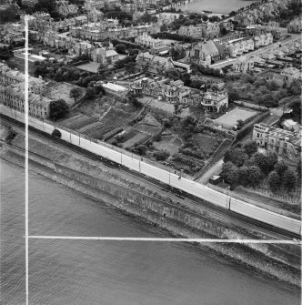 Manor House, Boswall House and Forthview House, Boswall Road, Edinburgh.  Oblique aerial photograph taken facing south.  This image has been produced from a crop marked negative.