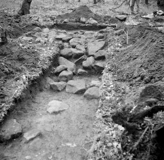 Excavation of Roman road - section looking W.