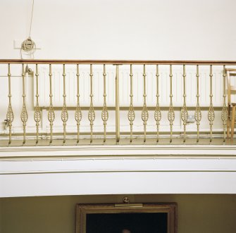 Interior, assembly hall, detail of balustrade at balcony level