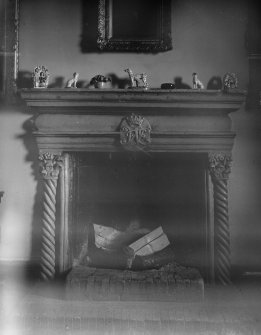 Detail of library fireplace