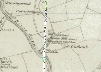 Mill depicted on the 1st edition of the OS 6-inch map (Ayrshire, 1858, sheet vii, viii)
