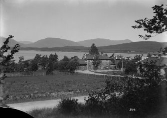 View of rear of Duror railway station with Cuil Bay beyond.
