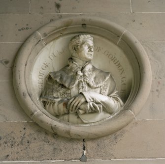 Detail of circular panel in pend with bust of George, Duke of Gordon G.C.B.