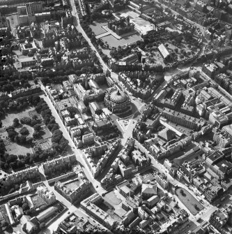 Edinburgh, general view, showing McEwan Hall, University of Edinburgh and George Heriot's School, Lauriston Place.  Oblique aerial photograph taken facing west.