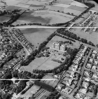 Bearsden, general view, showing Schaw Convalescent Home, Drymen Road and Edgehill Road.  Oblique aerial photograph taken facing north-west.  This image has been produced from a crop marked negative.