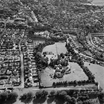 Bearsden, general view, showing Schaw Convalescent Home, Drymen Road and Edgehill Road.  Oblique aerial photograph taken facing south.  This image has been produced from a crop marked negative.