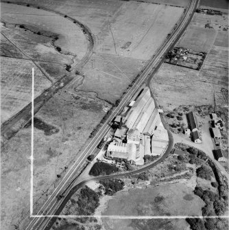 Fisons Ltd. Works, Broxburn.  Oblique aerial photograph taken facing east.  This image has been produced from a crop marked negative.