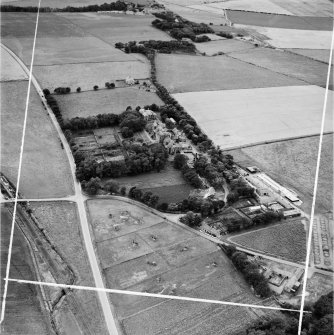 Ladysbridge Hospital, Boyndie.  Oblique aerial photograph taken facing west.  This image has been produced from a crop marked negative.