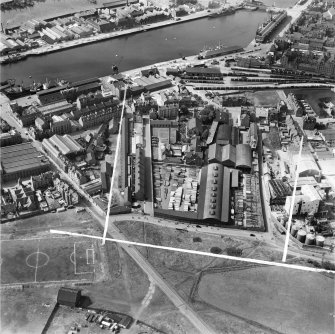 John Fleming and Co. Ltd. Timber Yard, St Clement Street and Victoria Dock, Aberdeen.  Oblique aerial photograph taken facing south-west.  This image has been produced from a crop marked negative.