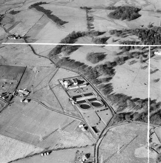 Cochno Filters, Cochno Road, Cochno.  Oblique aerial photograph taken facing north.  This image has been produced from a crop marked negative.
