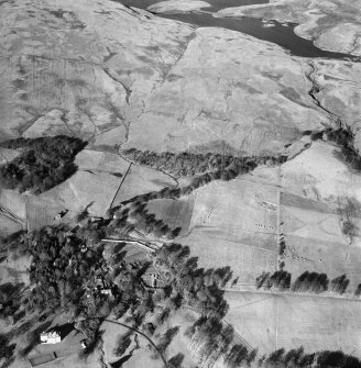 Cochno and Jaw Reservoir, Kilpatrick Hills.  Oblique aerial photograph taken facing north.  This image has been produced from a damaged negative.