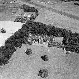 Earlshall, Leuchars.  Oblique aerial photograph taken facing east.