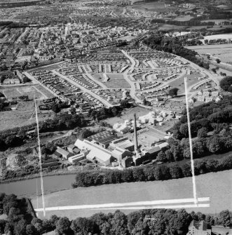 Aberdeen, general view, showing Donside Paper Co. Ltd. Donside Mills and Montgomery Road.  Oblique aerial photograph taken facing west.  This image has been produced from a crop marked negative.