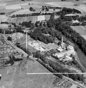 Donside Paper Co. Ltd. Donside Mills, Aberdeen.  Oblique aerial photograph taken facing north.  This image has been produced from a crop marked negative.