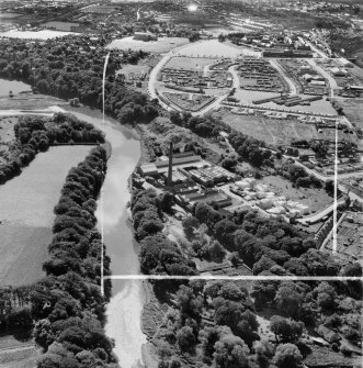 Aberdeen, general view, showing Donside Paper Co. Ltd. Donside Mills and St Machar Park.  Oblique aerial photograph taken facing south.  This image has been produced from a crop marked negative.