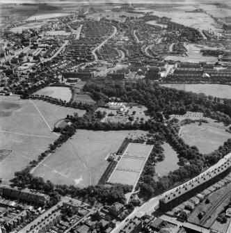 Tollcross Park, Glasgow.  Oblique aerial photograph taken facing east.