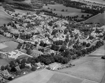 Strathpeffer, general view, showing Strathpeffer Free Church and Highland Hotel.  Oblique aerial photograph taken facing north.