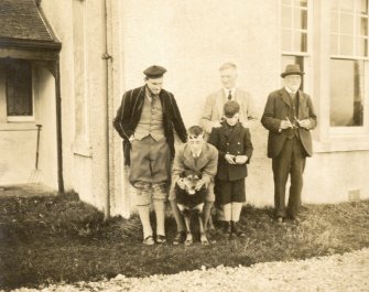 Family gathering at Vallay House, North Uist (from left - George Beveridge, Rab Frazer, Sir William Beveridge, Charles Beveridge (boy) and Erskine Beveridge)