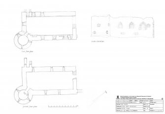 Ground and First floor plans. South elevation
