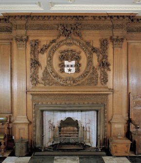 Interior. Council room. View of fireplace and overmantle