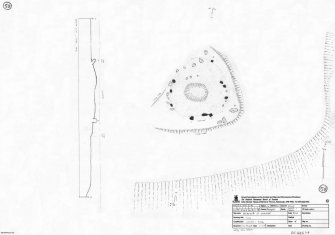 RCAHMS survey drawing: Plan, elevation and sections of Bridgend of Lethnot ring-cairn
