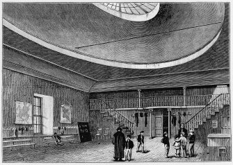 Photographic copy of engraving from Grant's Old and New Edinburgh showing general view of interior when in use as school