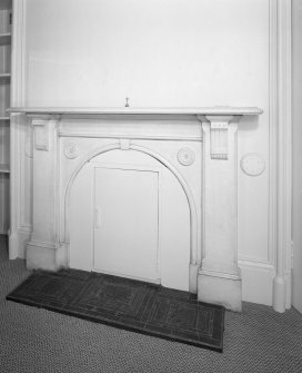 Interior, detail of ground floor marble fireplace