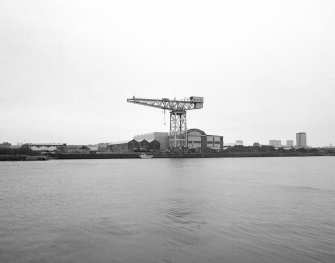 View from SW of 150-ton giant cantilever crane, Glasgow, built by Sir William Arrol & Co Ltd in 1920.