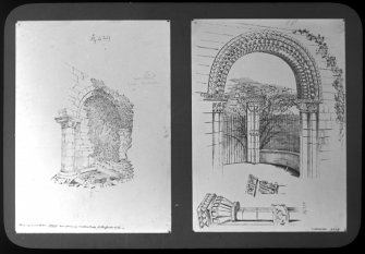 Sketches of arch in nave of Airth Old Parish Church, and Norman arch in St Baldred's Church.