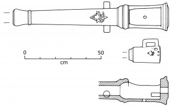 Bronze breech-loading swivel gun. The chamber is from de Liefde (1711) (after Bax and Martin, 1974: 84).